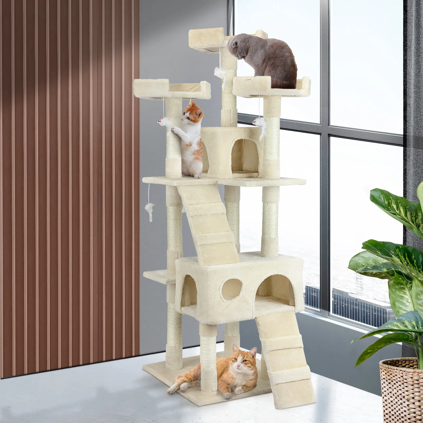 1.7M Cat Trees Scratching Post Scratcher Tower Condo House Furniture Multi Level