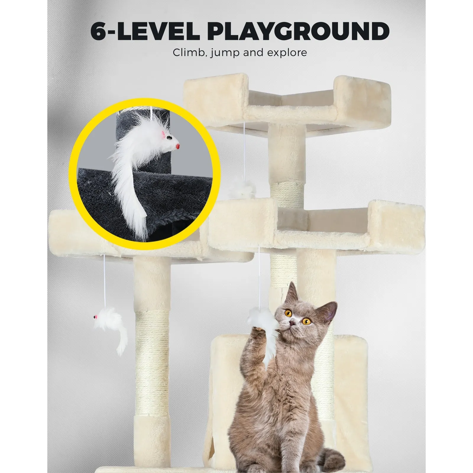 1.7M Cat Trees Scratching Post Scratcher Tower Condo House Furniture Multi Level