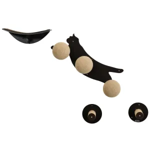 4-Piece Wall Mounted Cat Shelves, Cat-shaped Platform - Tawny Brown
