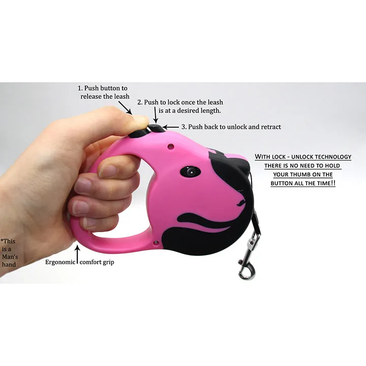 A a Pets' Retractable Leash with Lock-Unlock Technology-Red (5 meters)