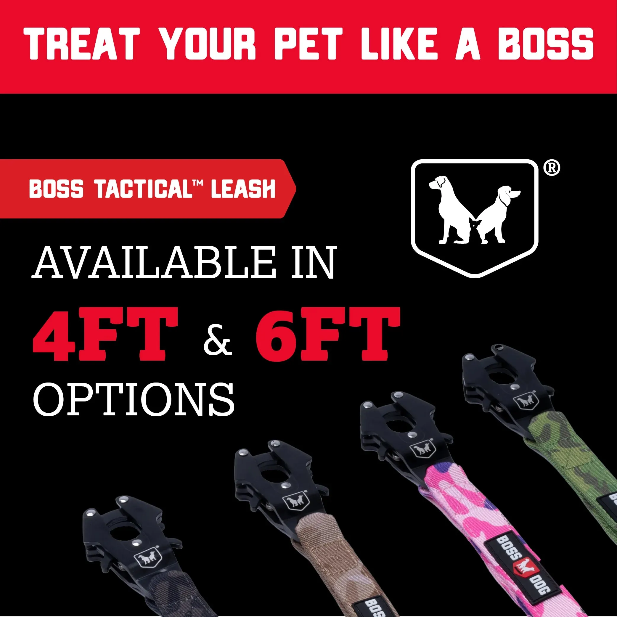 Boss Dog® Boss Tactical™ Camo Orange Leash 1" x 6ft