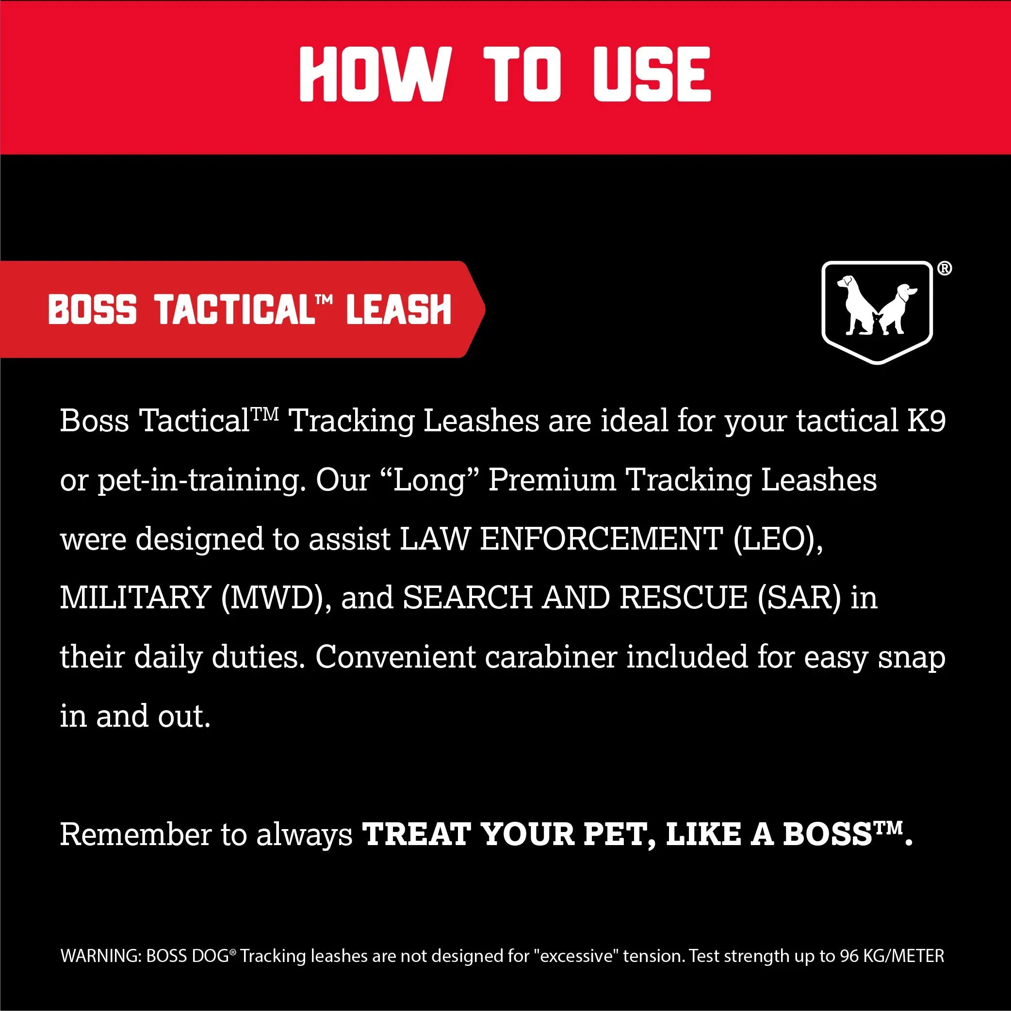 Boss Dog® Boss Tactical™ Camo Orange Leash 1" x 6ft