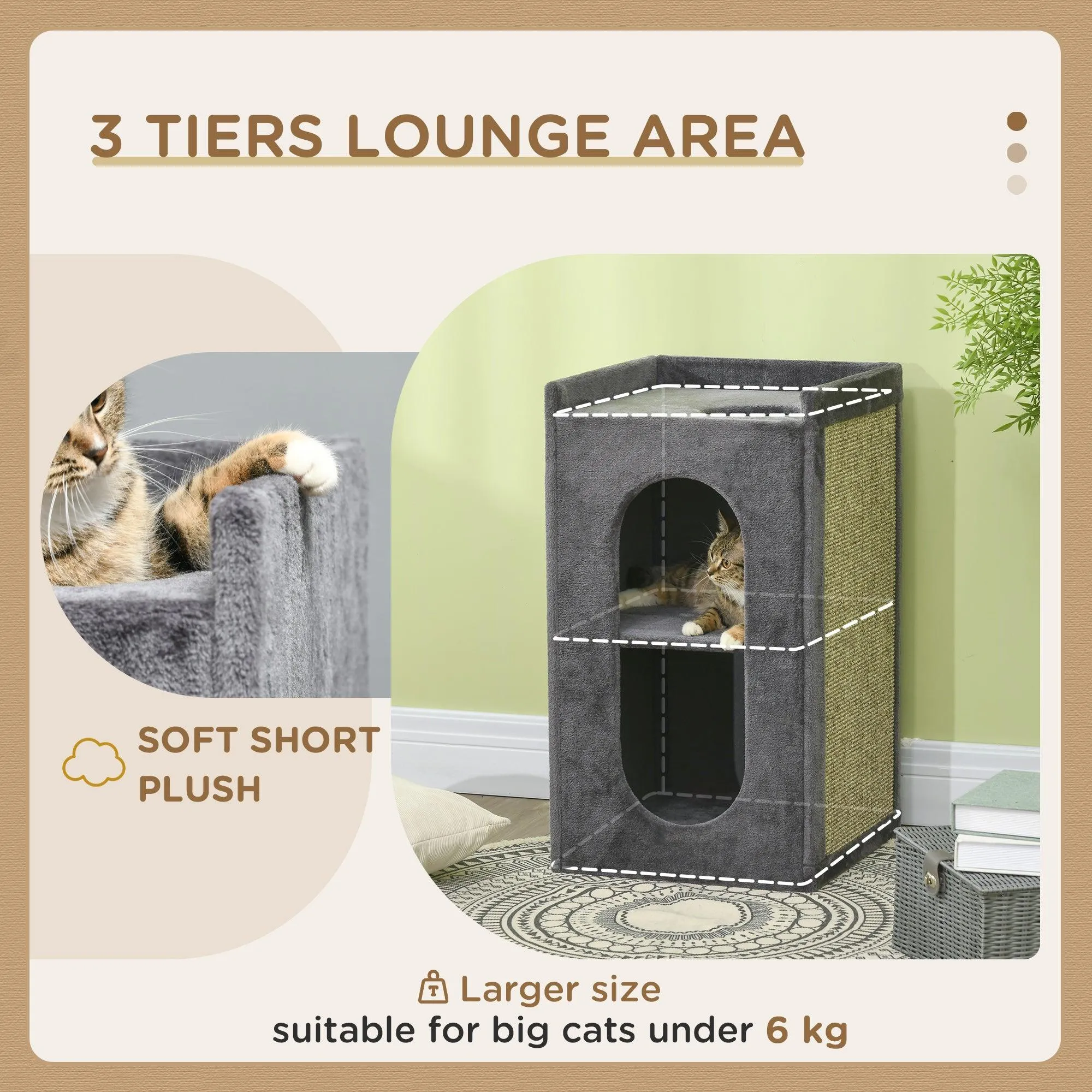 Cat Scratching Barrel w/ Condos - Dark Grey