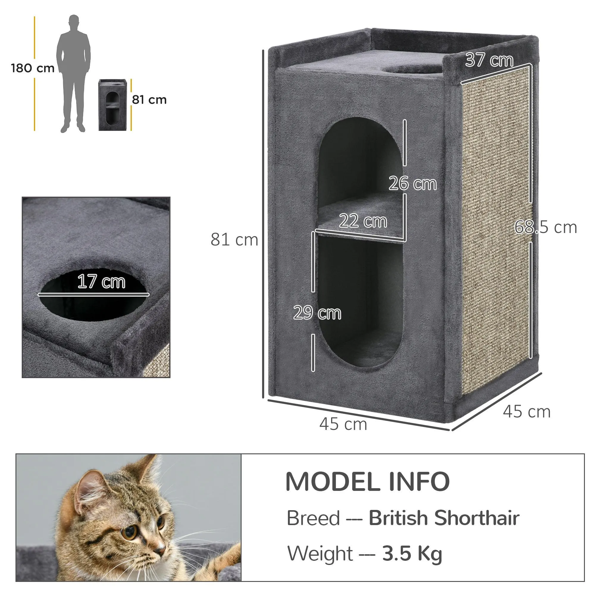 Cat Scratching Barrel w/ Condos - Dark Grey
