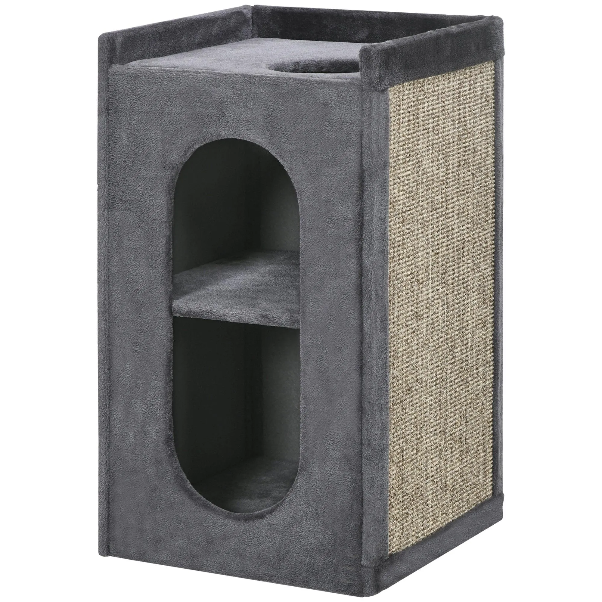 Cat Scratching Barrel w/ Condos - Dark Grey