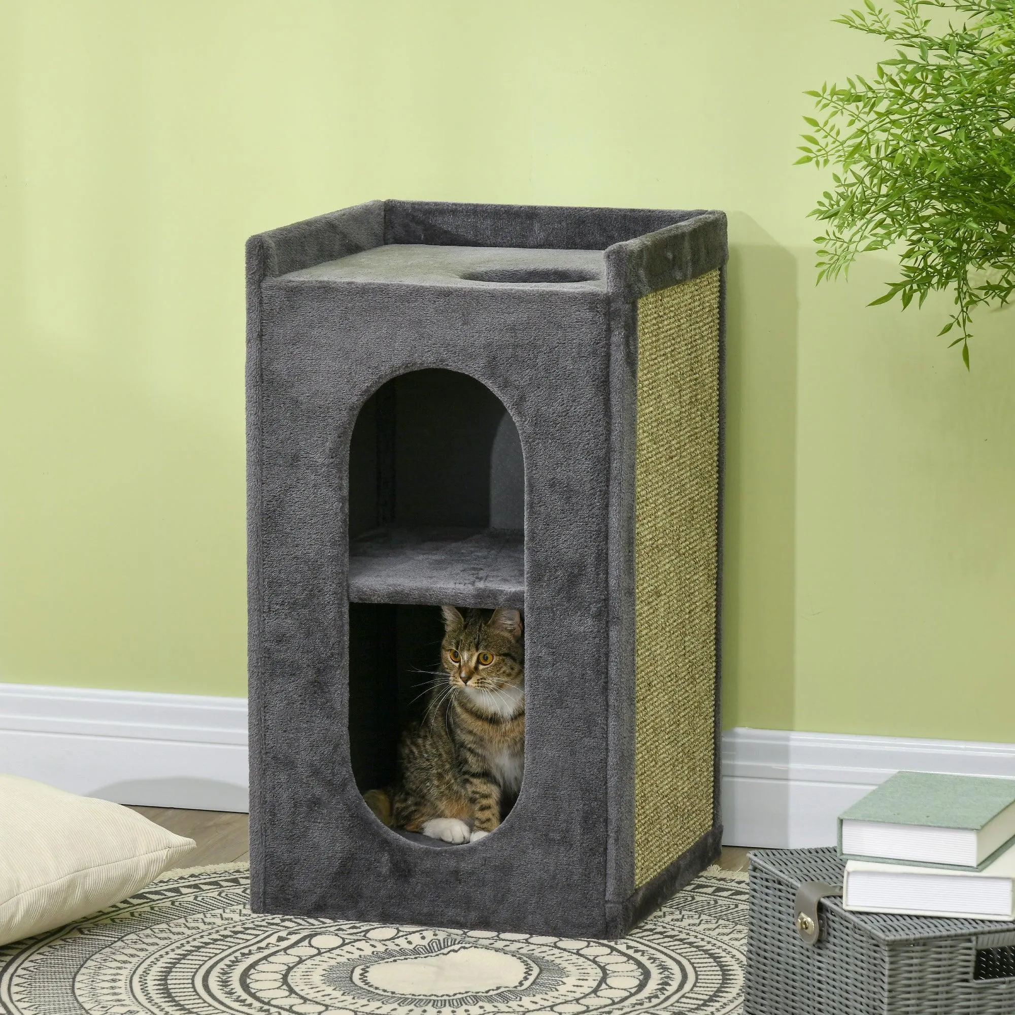 Cat Scratching Barrel w/ Condos - Dark Grey