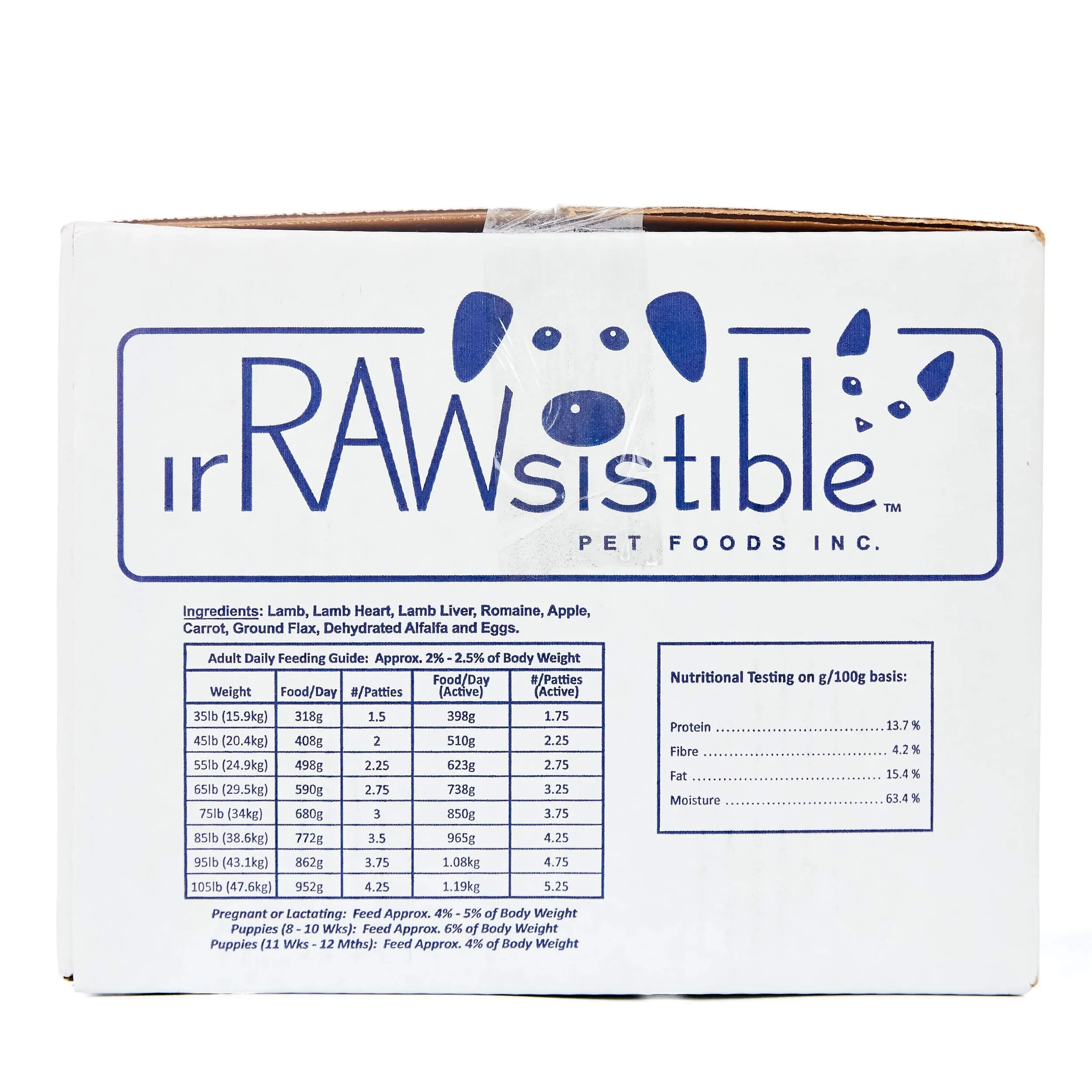 IrRawsistible Lamb with Vegetables and Fruit and Supplements 44 Patties 22 lbs