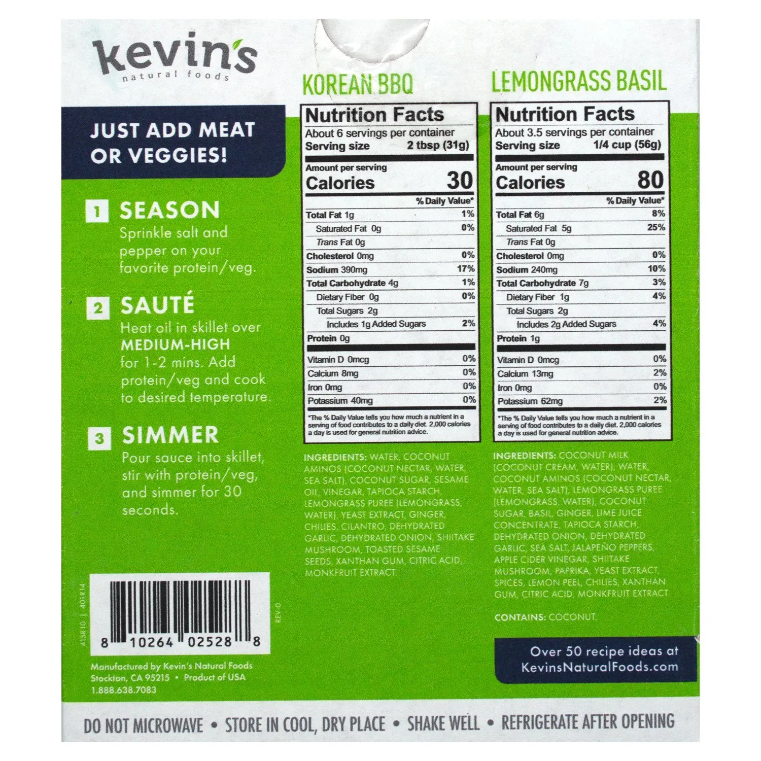 Kevin's Natural Foods Keto and Paleo Simmer Sauce