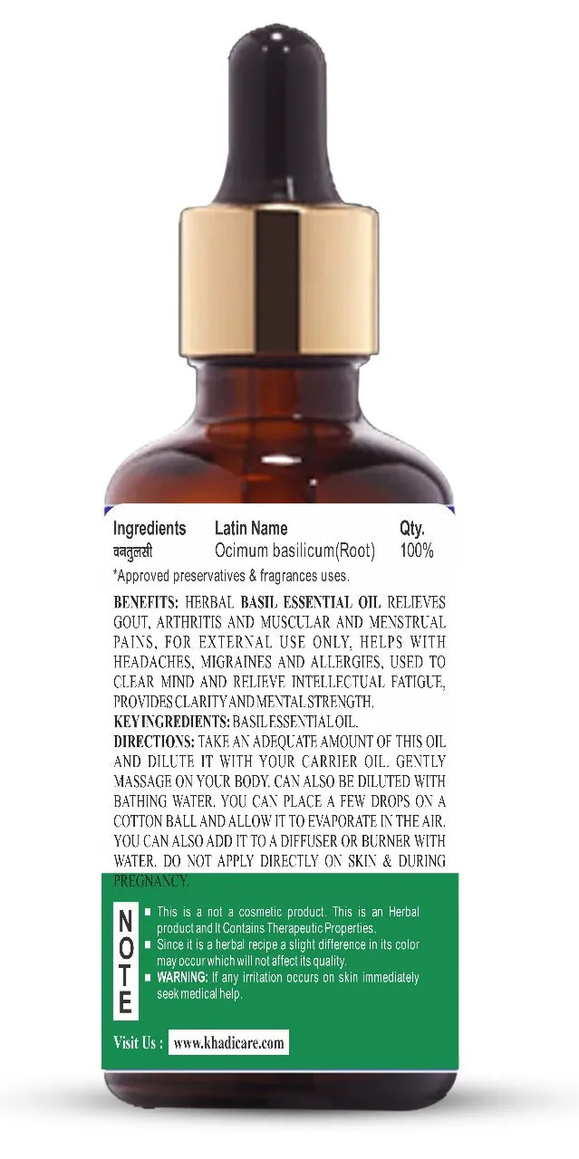 Khadi Care Herbal Basil Essential Oil - 15ml