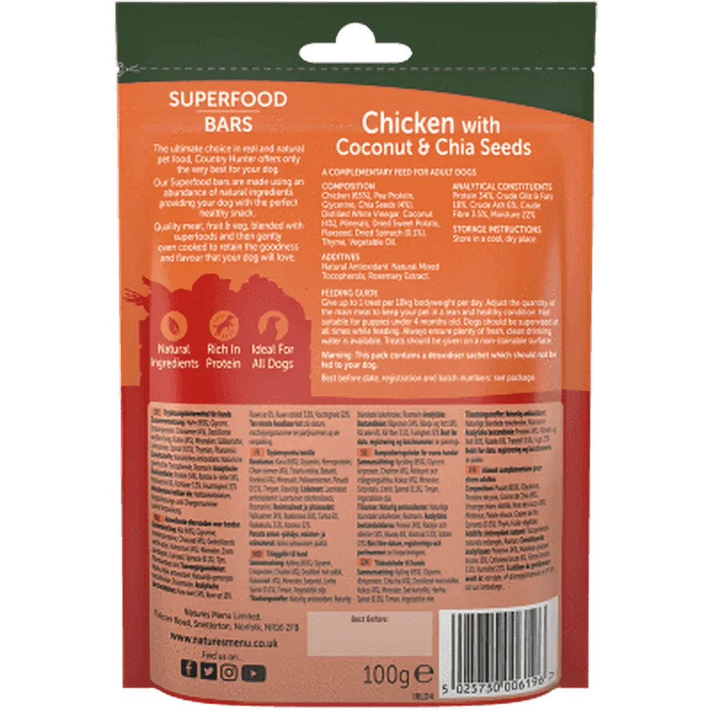Natures Menu Superfood Bars Chicken with Coconut & Chia Seeds