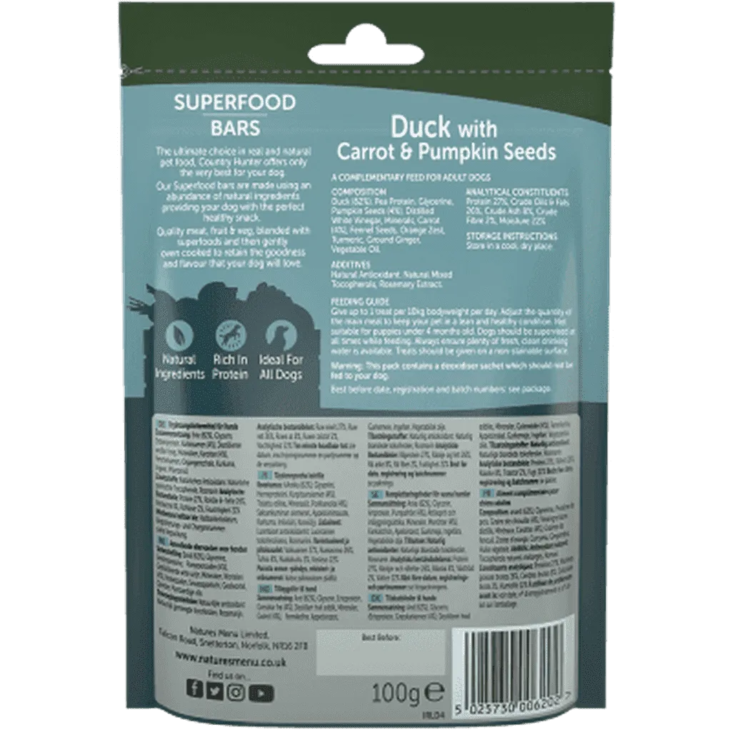 Natures Menu Superfood Bars Duck with Carrot & Pumpkin Seeds
