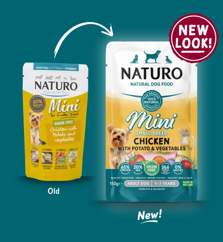 Naturo Adult Mini Grain Free Chicken with Potato and Vegetables – 150g Pouch