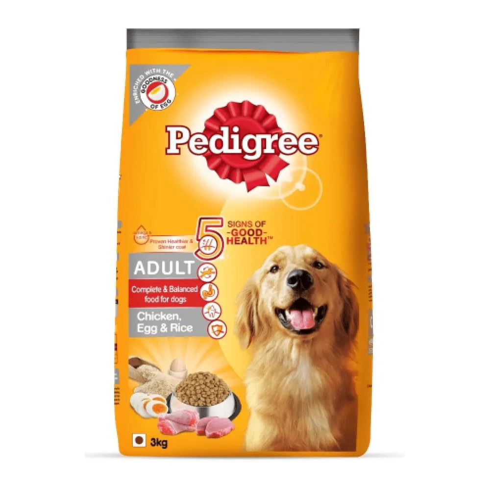 Pedigree Chicken, Egg and Rice and Chicken and Liver Chunks in Gravy Adult Dry and Wet Food Combo