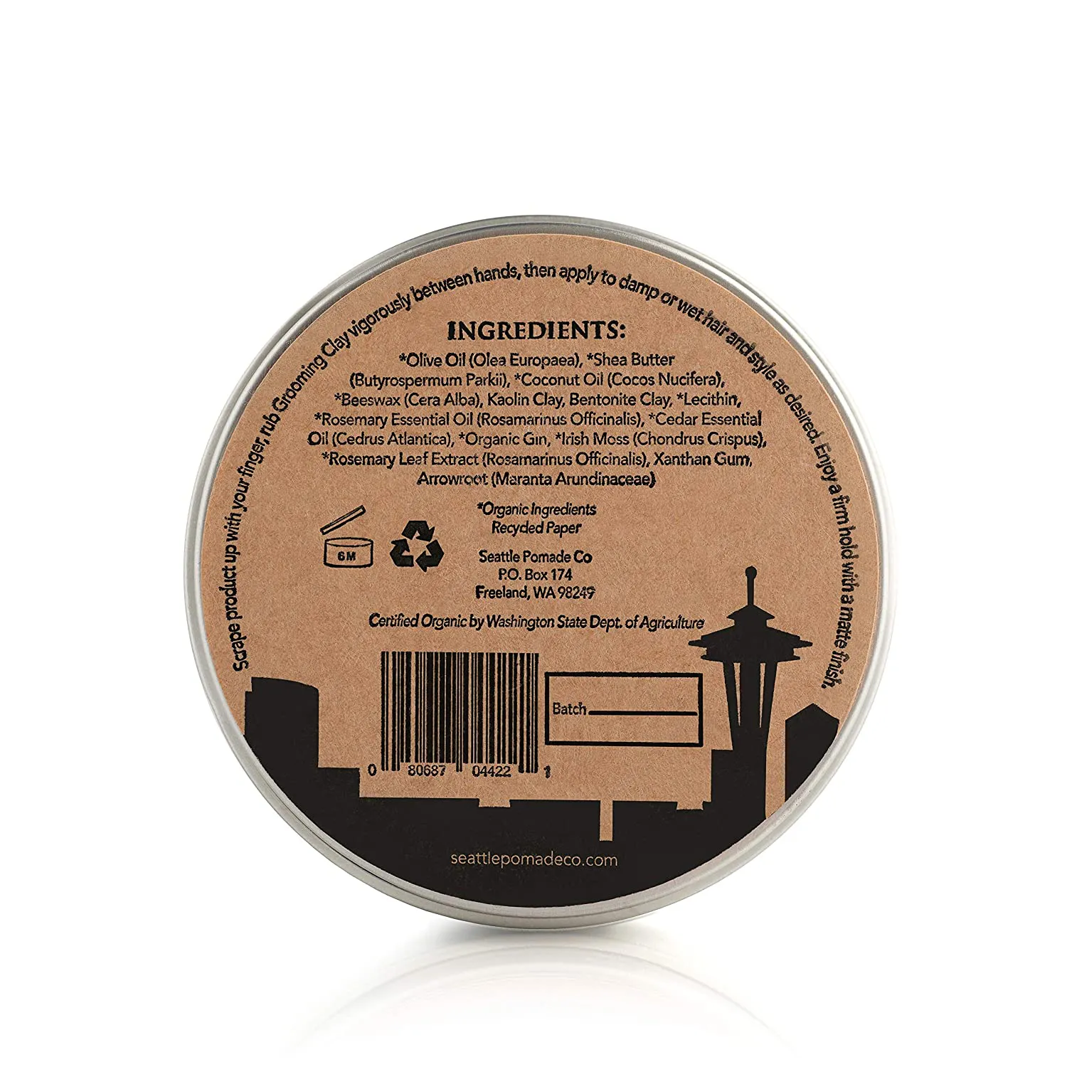 Seattle Pomade Co. Grooming Clay for Hair - USDA Certified, Made with Organic Essential Oil and Extracts